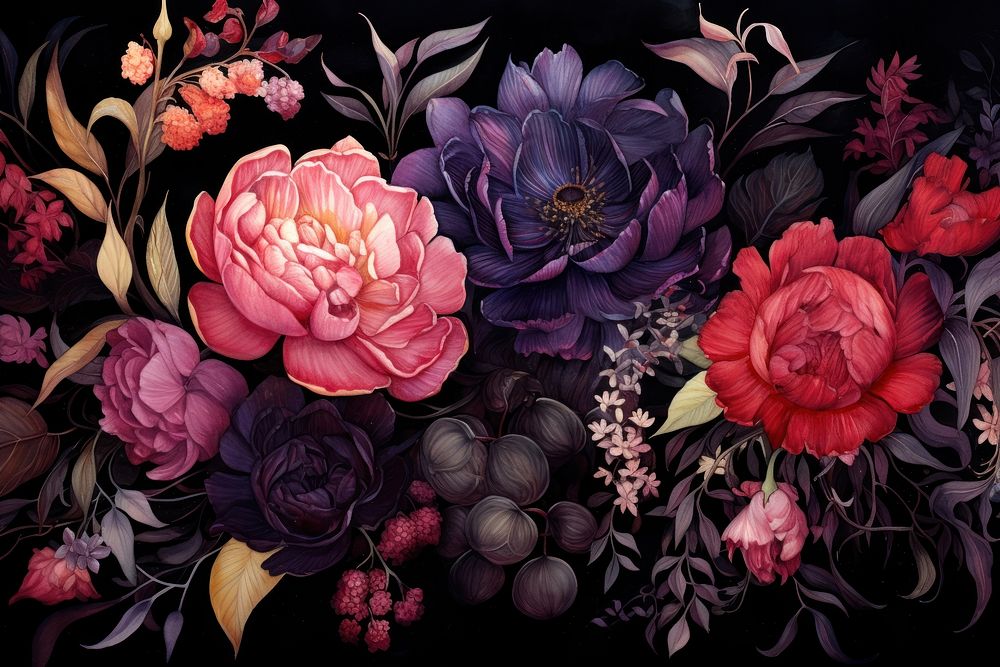 Dark floral watercolor background backgrounds painting pattern.