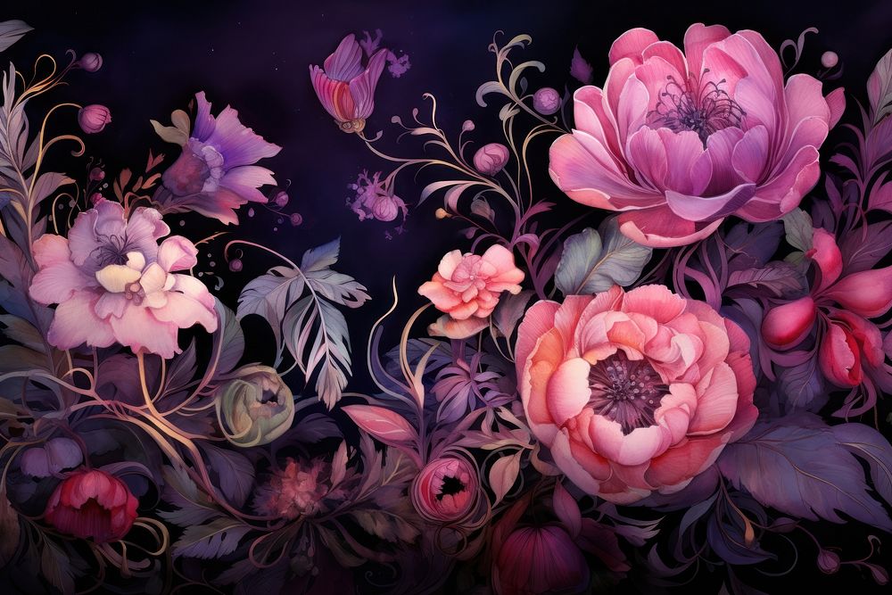 Dark floral watercolor background backgrounds pattern flower.