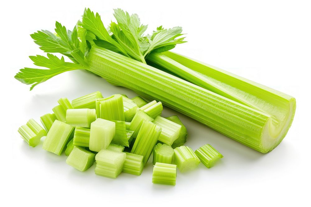 Diced celery stick vegetable plant herbs.