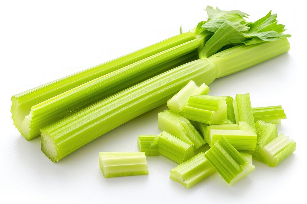Diced celery stick vegetable plant leek.