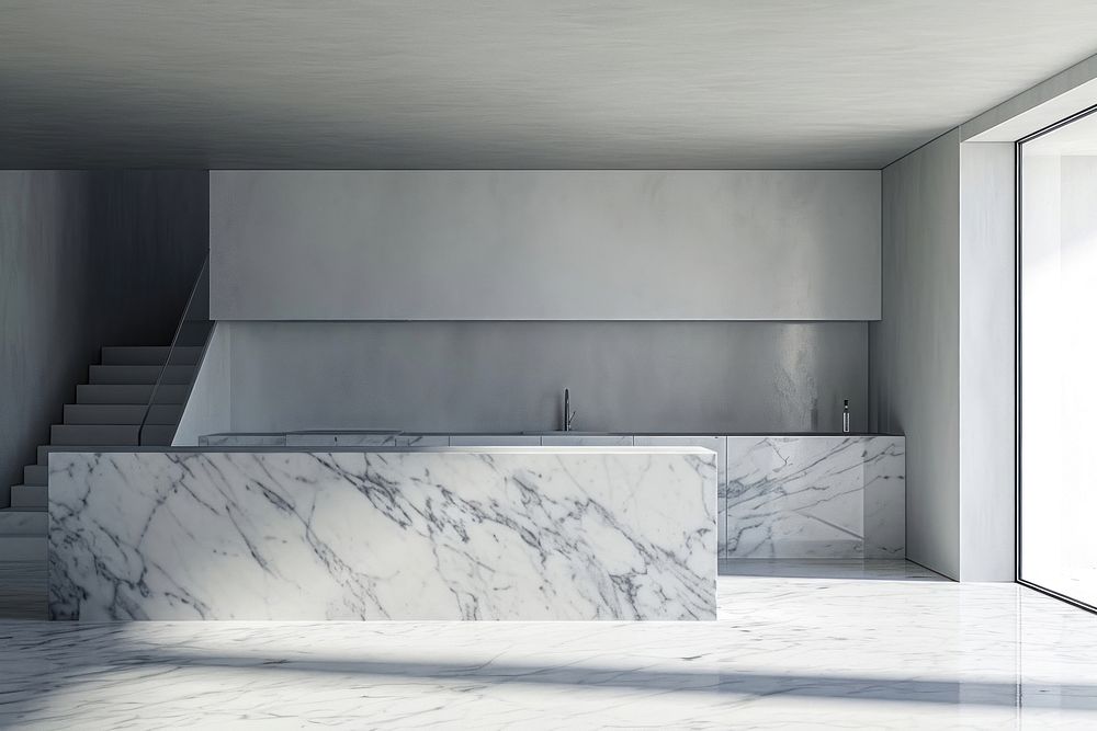 Marble kitchen architecture staircase building.