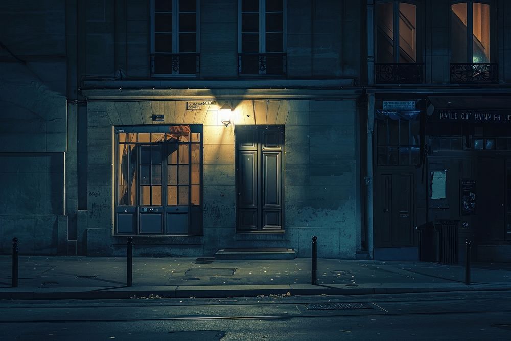 Paris night street urban city.