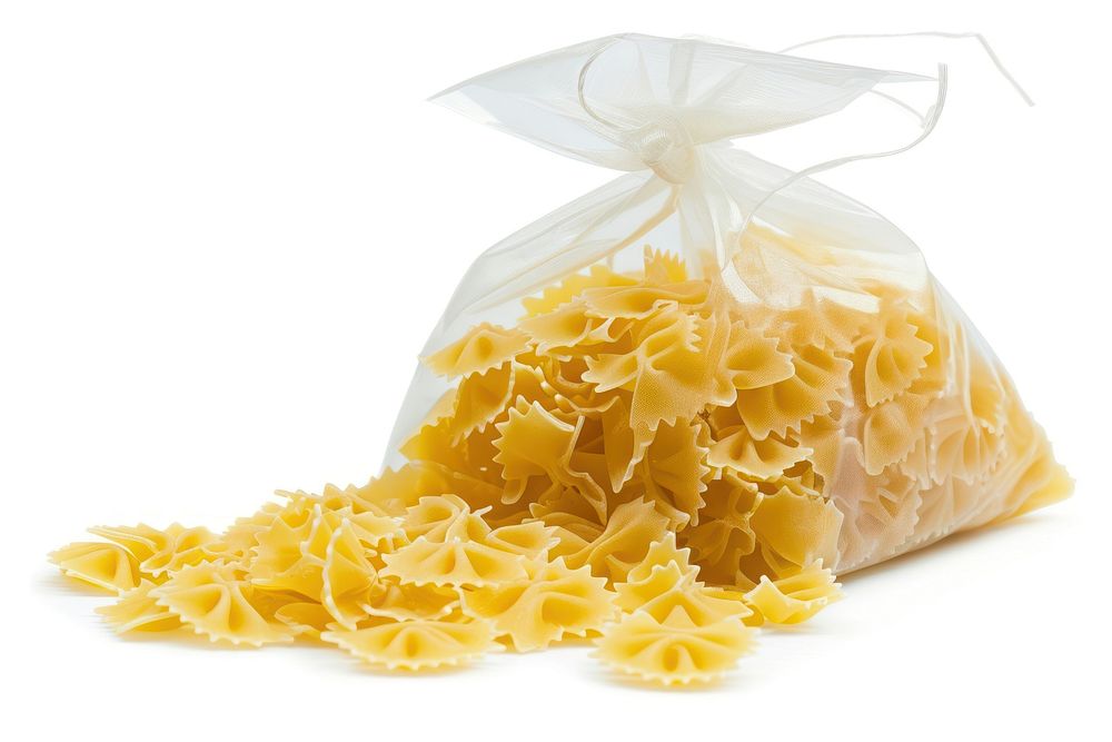 Farfalle pasta in a bag food white background fettuccine.