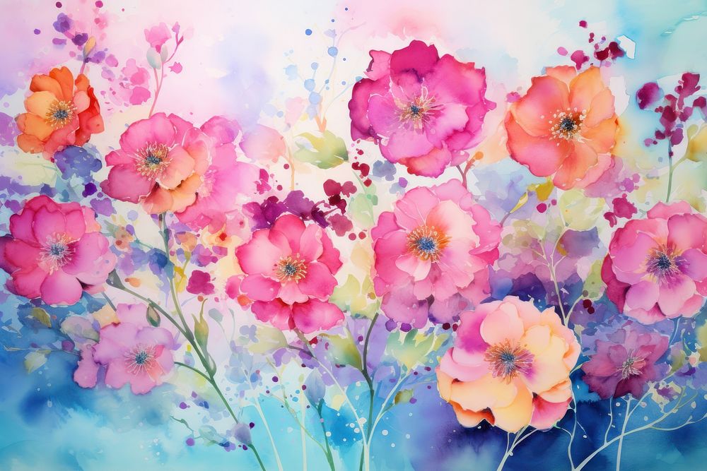 Floral watercolor background backgrounds painting outdoors.