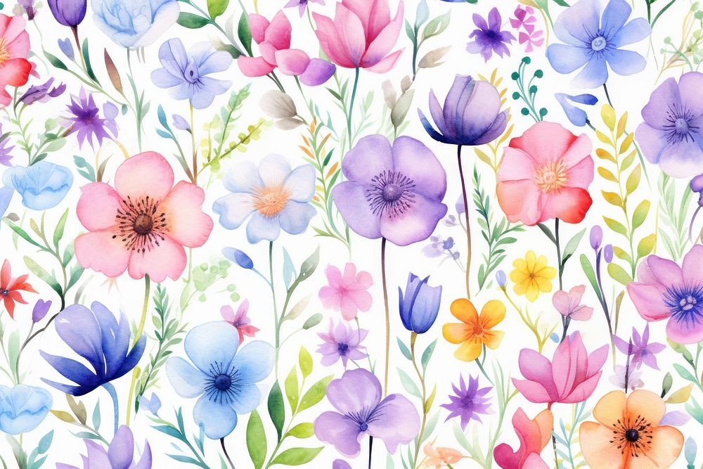 Flower pattern watercolor background backgrounds nature petal.