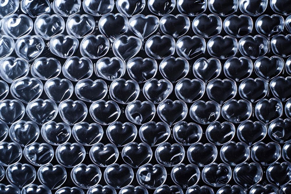 Heart pattern bubble wrap texture backgrounds black arrangement.