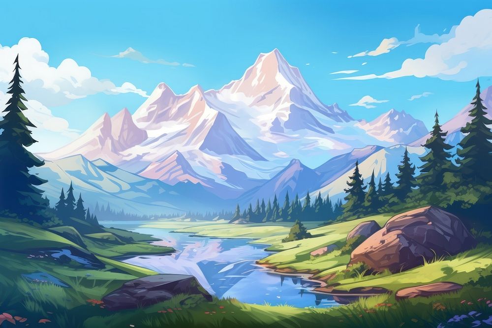 Mountain landscape wilderness outdoors. AI generated Image by rawpixel.