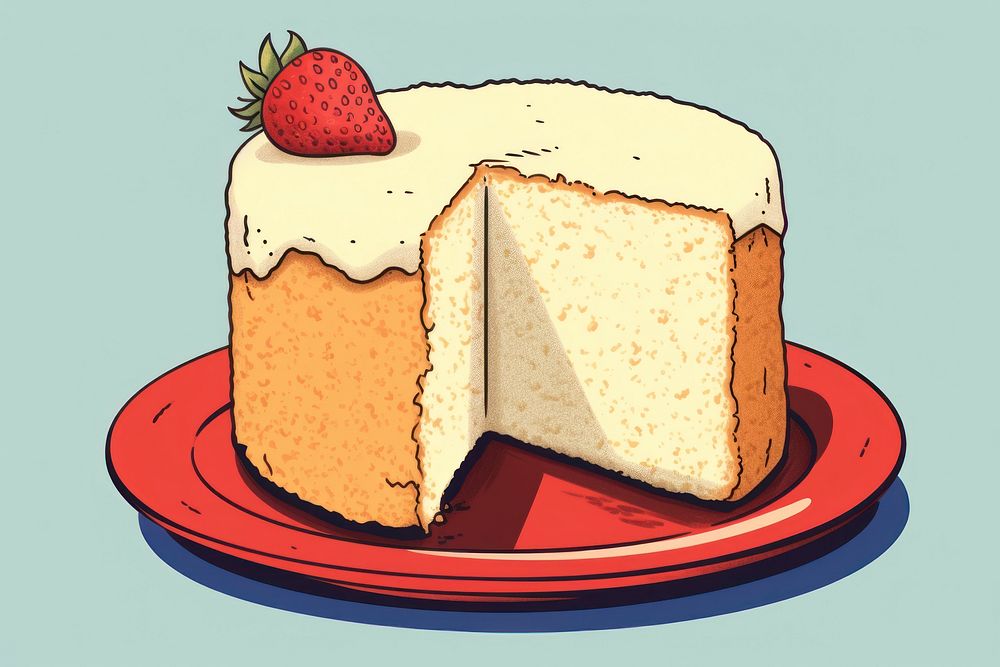 Chiffon Cake cake strawberry dessert. AI generated Image by rawpixel.