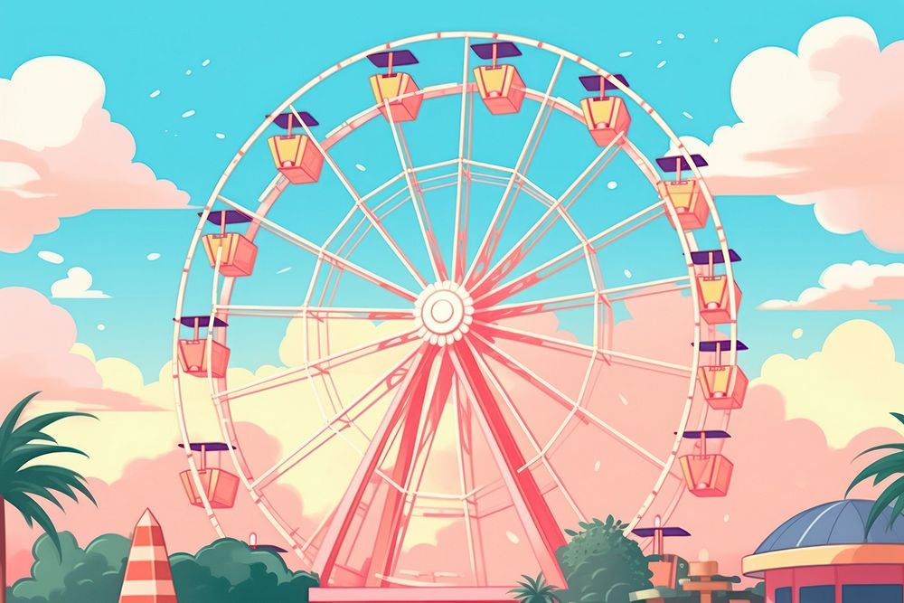 Ferris wheel at theme park fun architecture recreation.