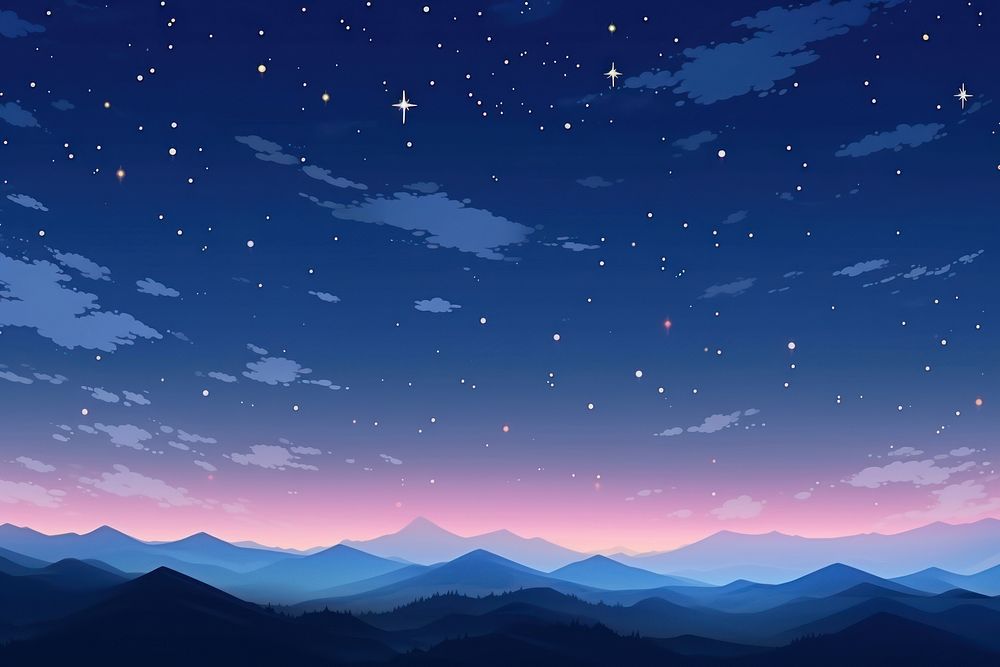 Star raining in the night sky with landscape at night backgrounds outdoors nature.