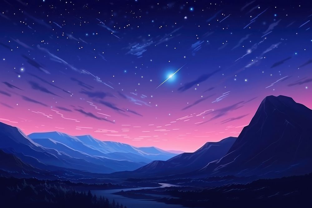 Mountain landscape night astronomy. AI generated Image by rawpixel.