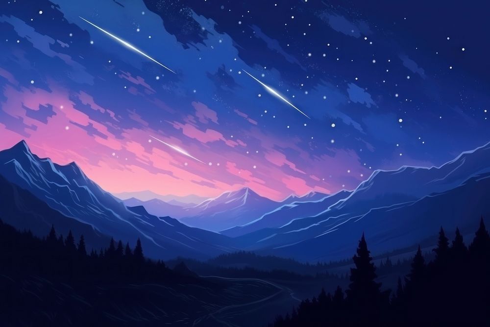 Mountain landscape night astronomy. AI generated Image by rawpixel.