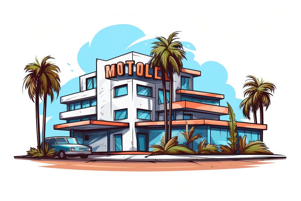 Motel architecture building sketch.