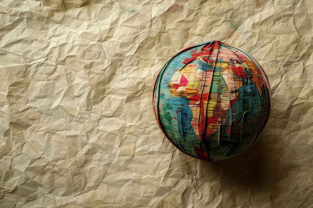 A globe made entirely from fabric material sphere paper creativity.