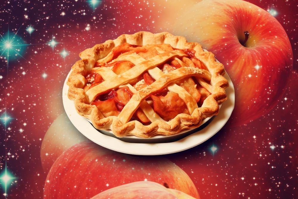 Collage Retro dreamy Apple pie dessert apple food.