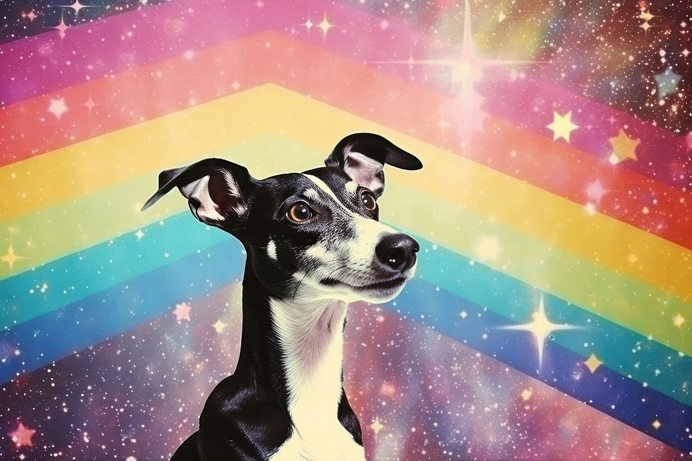 Collage Retro dreamy Greyhound greyhound portrait mammal.