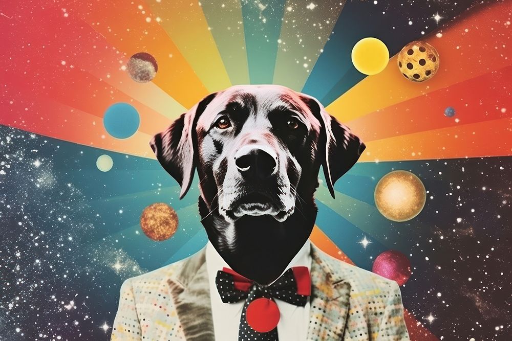 Collage Retro dreamy of dog art portrait animal.