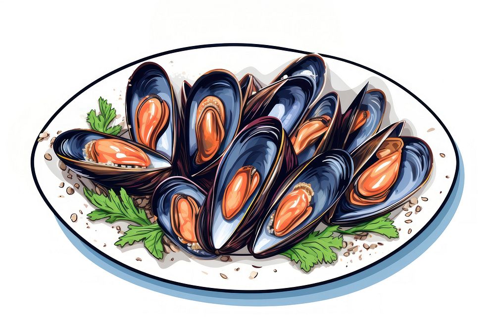 Mussel menu seafood plate clam.