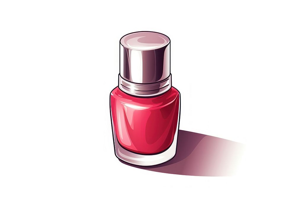 Nail polish cosmetics bottle white background.