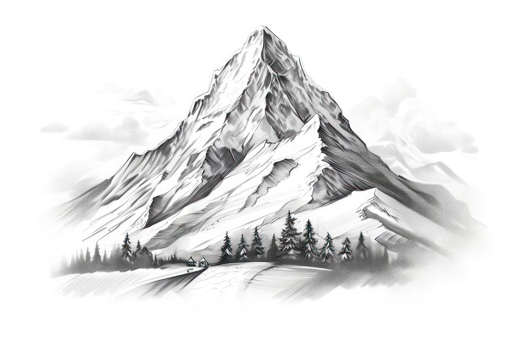 Snowy mountain peak outdoors drawing nature.