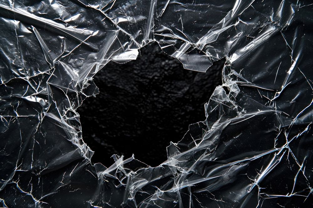 Shrink plastic wrap hole backgrounds black.