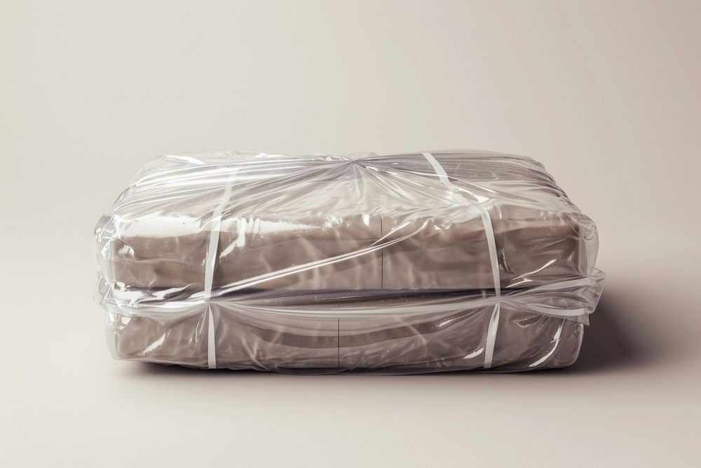 Plastic wrapping over delivery package wrapped packing cushion.