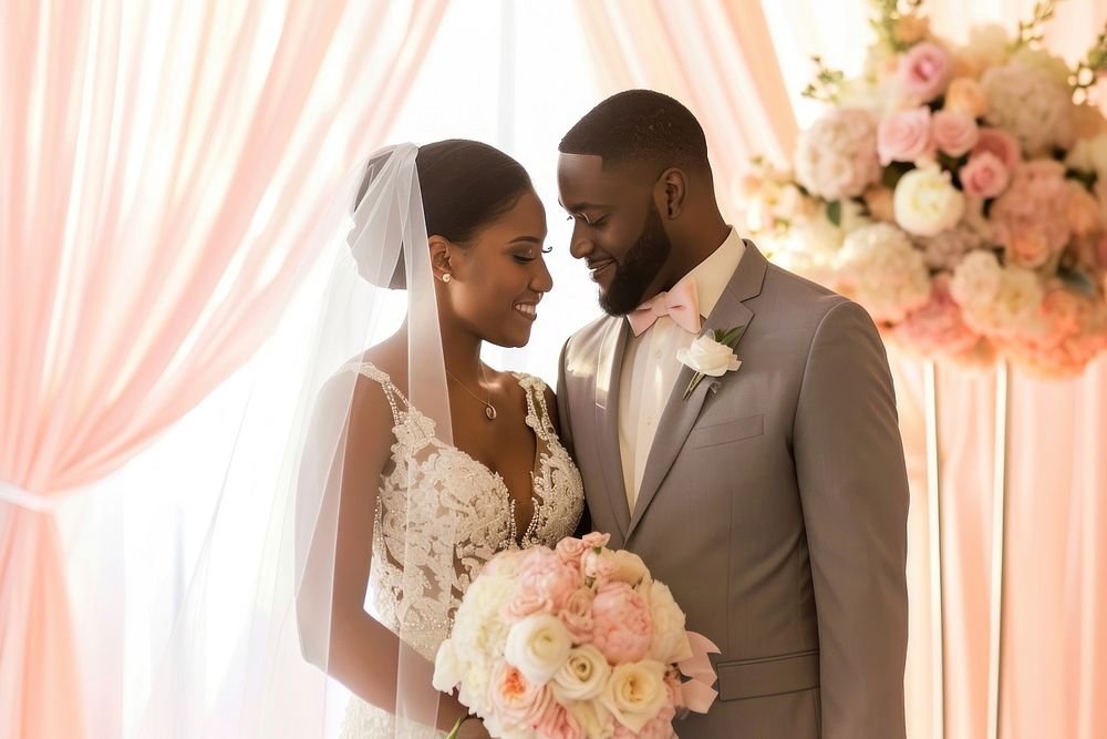 Black couple wedding bride adult.