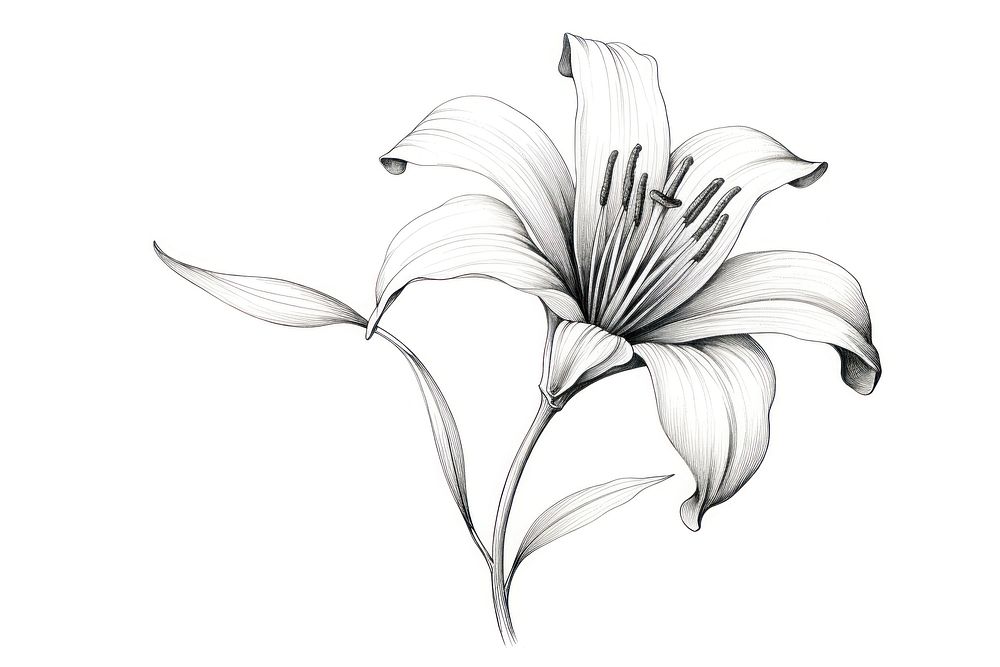 Line art of a lily drawing flower sketch.