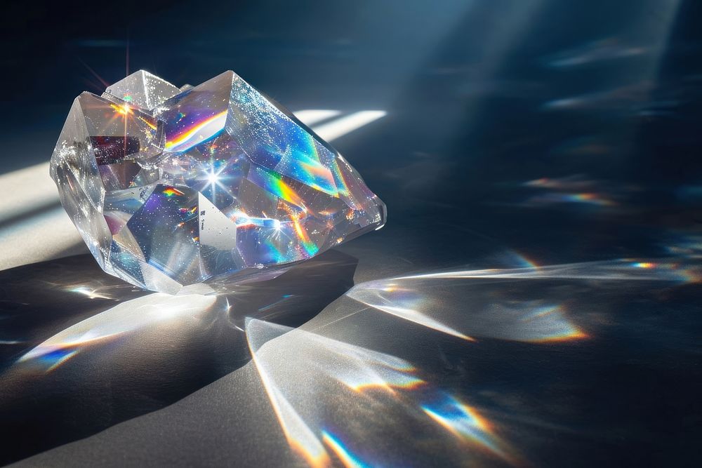 Transparent Crystal sunlight reflections crystal gemstone mineral.