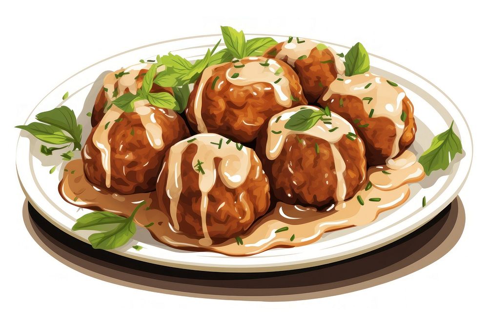 Swedish meatballs plate food meal.
