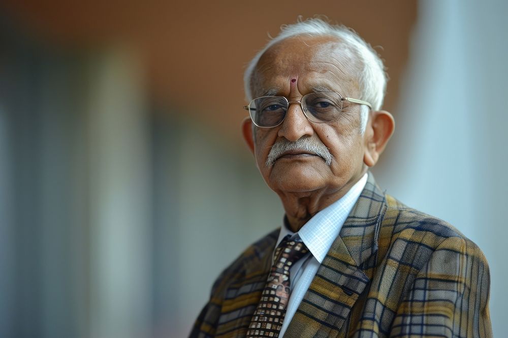 Senior indian businessman portrait glasses adult.