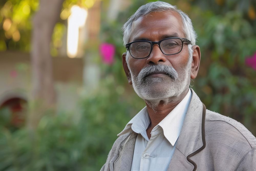 Senior indian businessman portrait glasses adult.