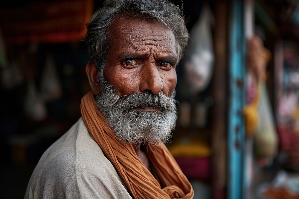 Senior indian businessman portrait adult beard.