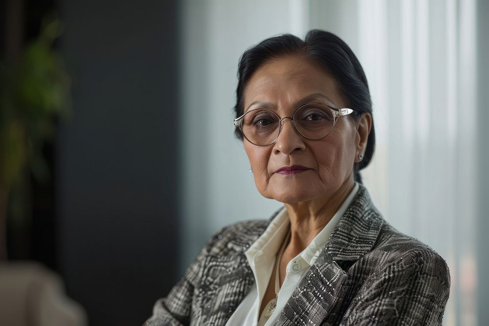 Senior indian businesswoman portrait glasses adult.