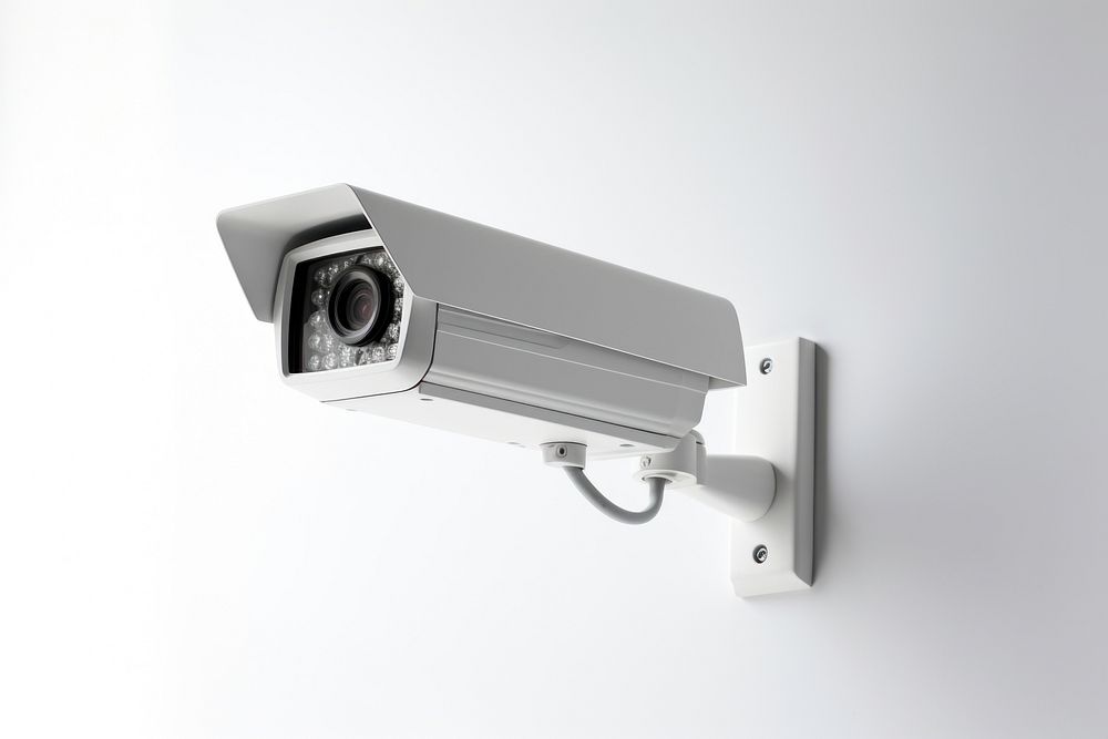 CCTV security white background surveillance. AI generated Image by rawpixel.