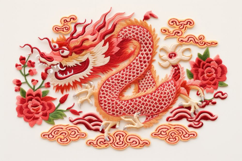 Chinese new year in embroidery style pattern representation calligraphy.