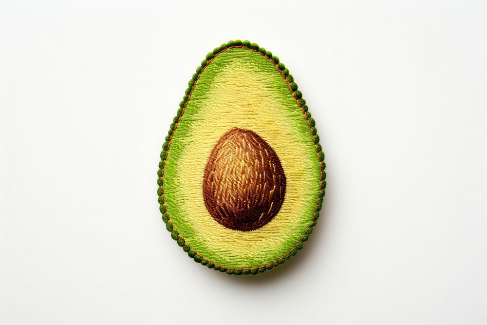 Avocado in embroidery style fruit plant food.