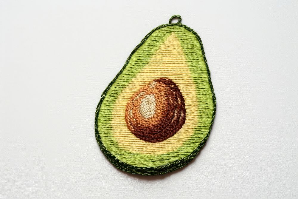 Avocado in embroidery style pendant jewelry locket.