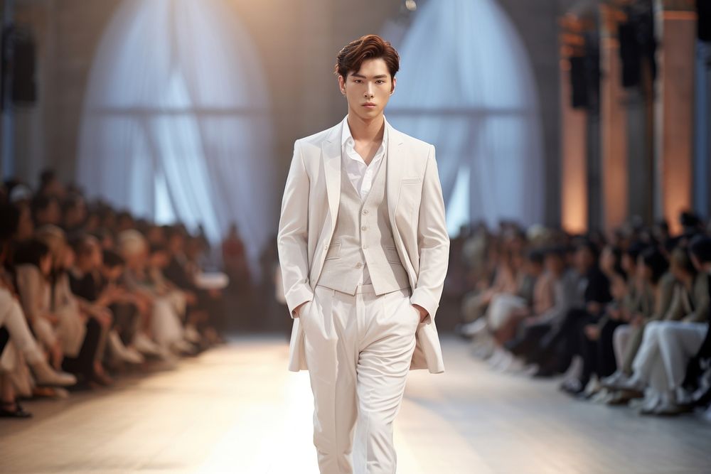 Korean male model fashion runway adult.