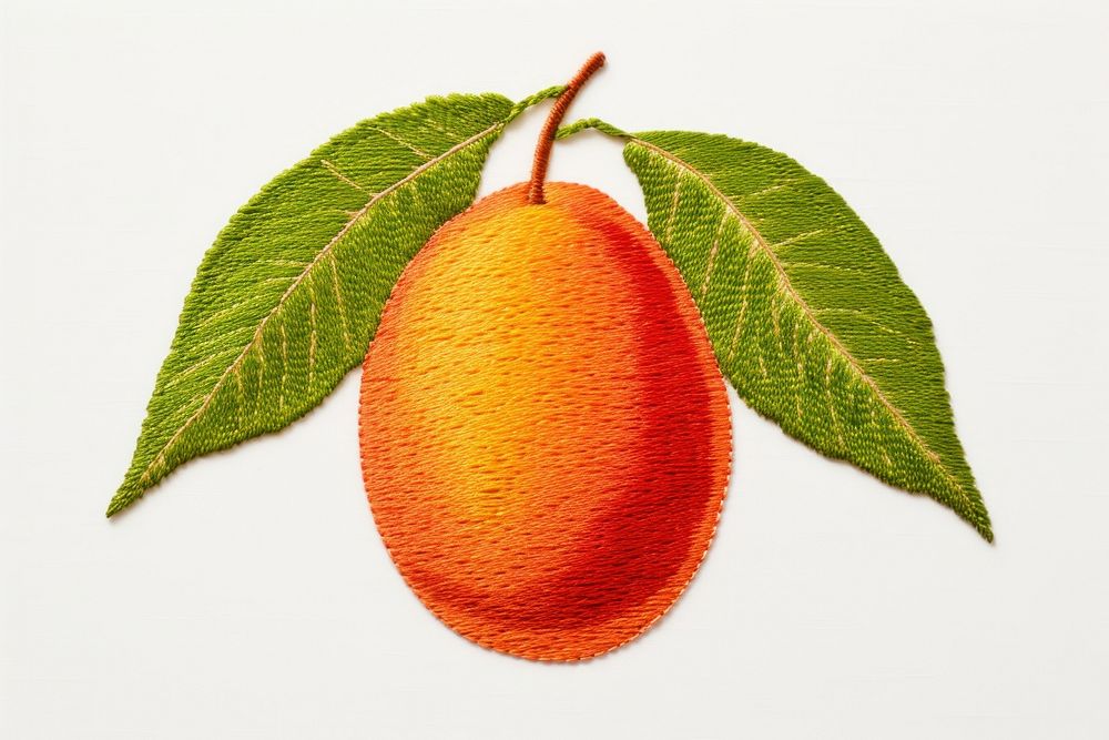Mango in embroidery style fruit plant food.