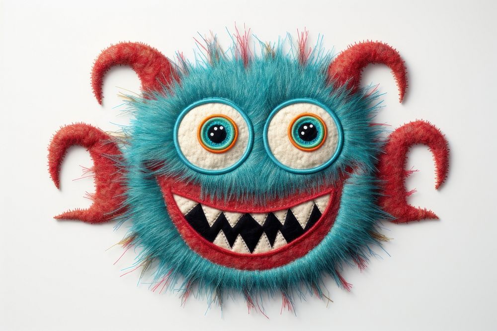 Monster in embroidery style art toy anthropomorphic.