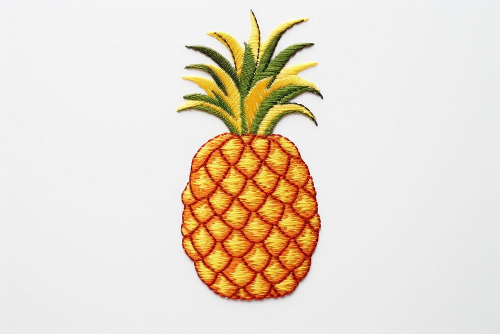 Pineapple in embroidery style fruit plant food.
