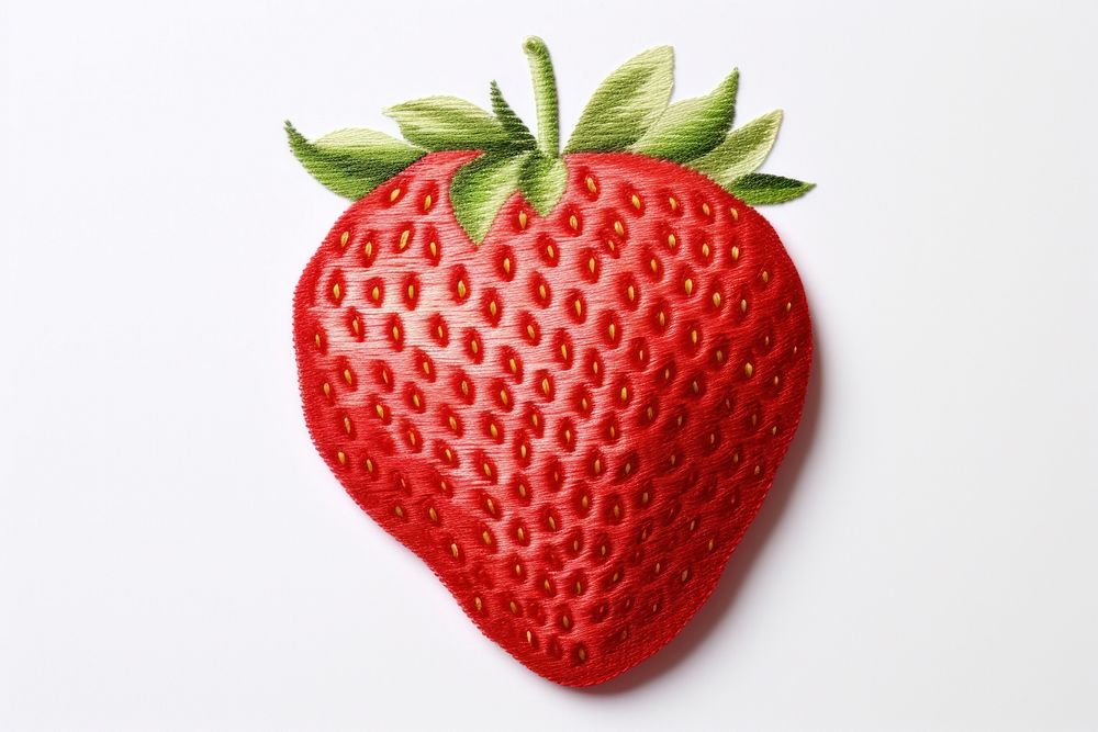 Strawberry in embroidery style fruit plant food.