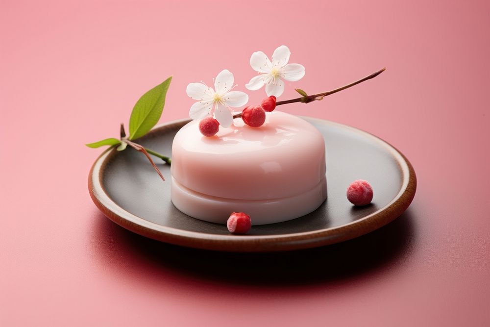 Wagashi dessert flower fruit. AI generated Image by rawpixel.