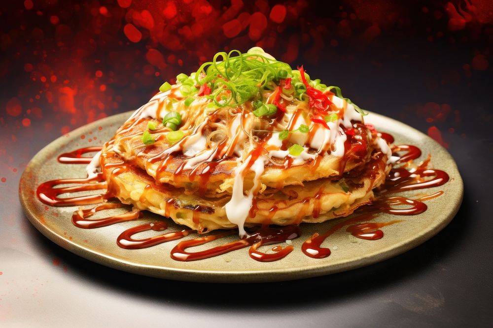 Okonomiyaki plate food invertebrate. AI generated Image by rawpixel.