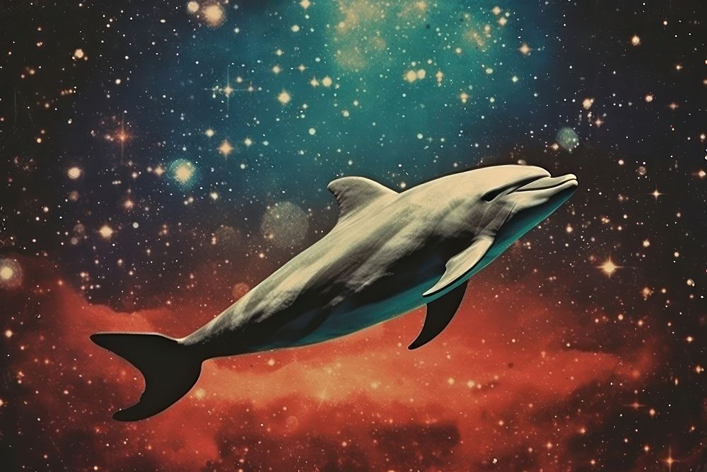 Dolphin animal mammal space. AI generated Image by rawpixel.
