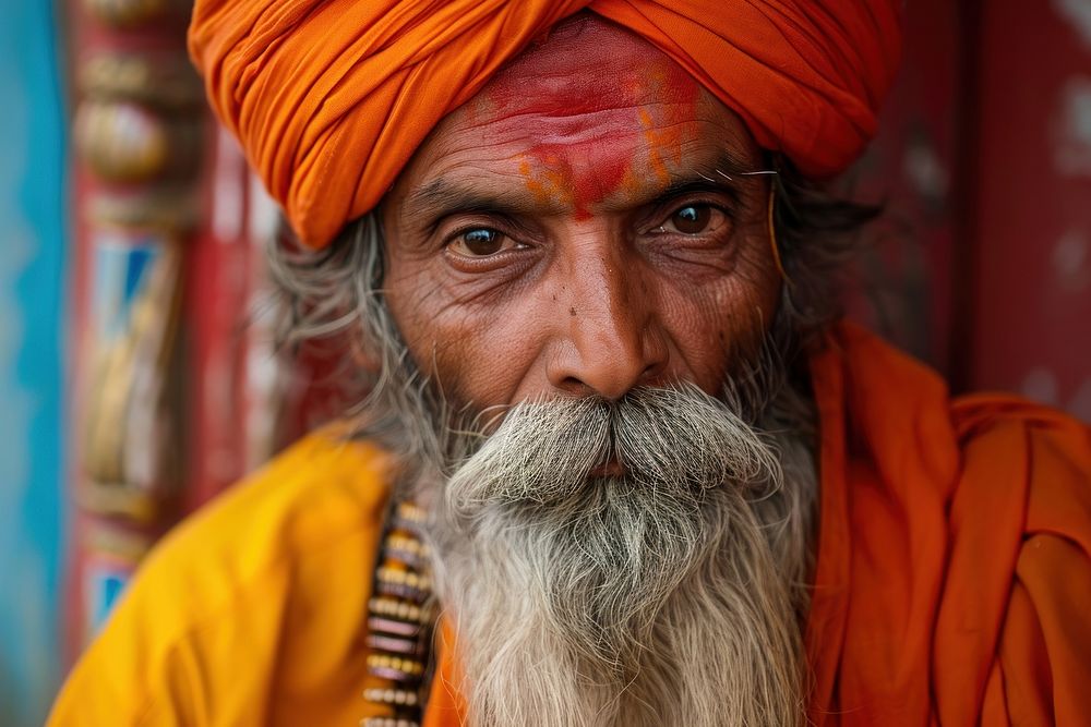 Indian man tradition turban adult.