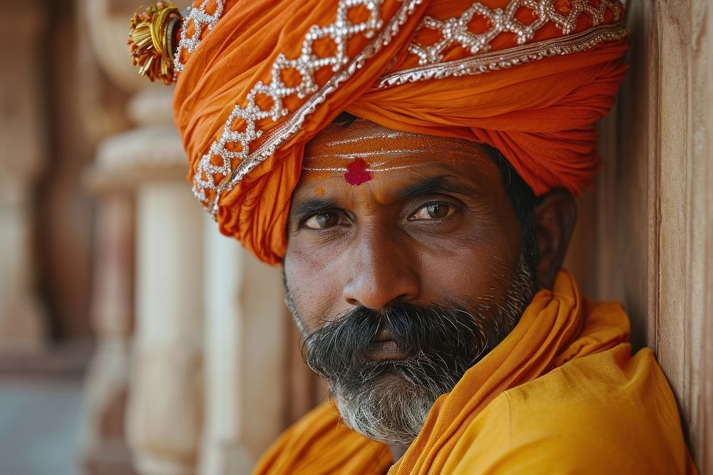 Indian man tradition turban adult.