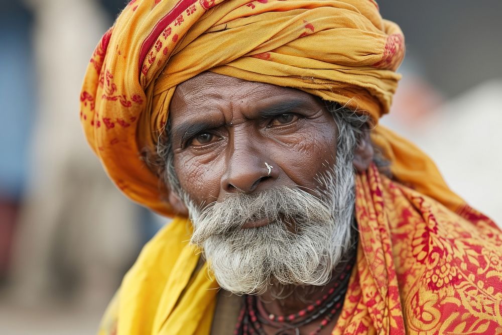 Indian man tradition turban headscarf.