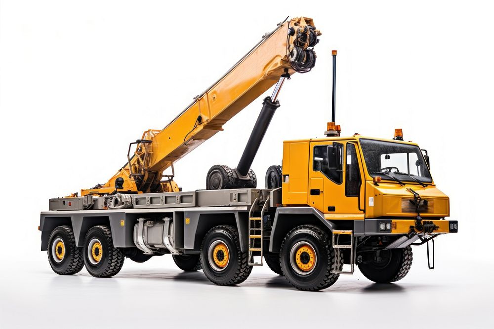 Mobile crane vehicle truck white background. AI generated Image by rawpixel.